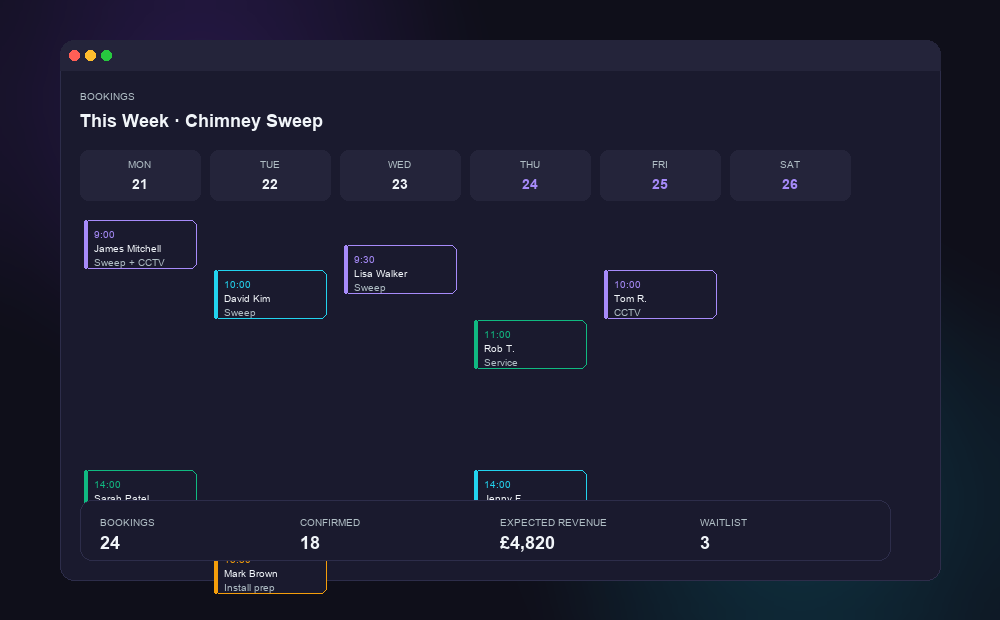 AIFA booking calendar — automated appointments and reminders